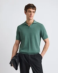 Polo à Manches Courtes en Coton avec Col Johnny