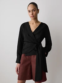 Long-Sleeve Wrap Blouse