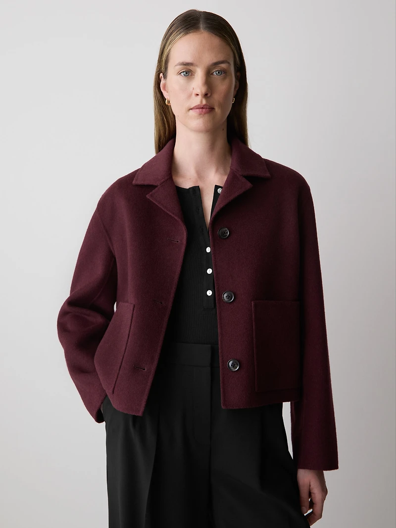 Manteau de Transition Double Face en Laine