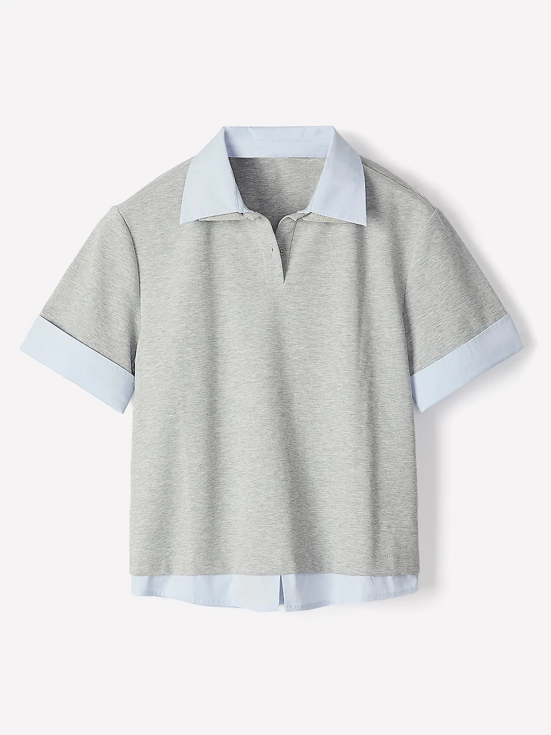 Mix-Media Short-Sleeve Polo