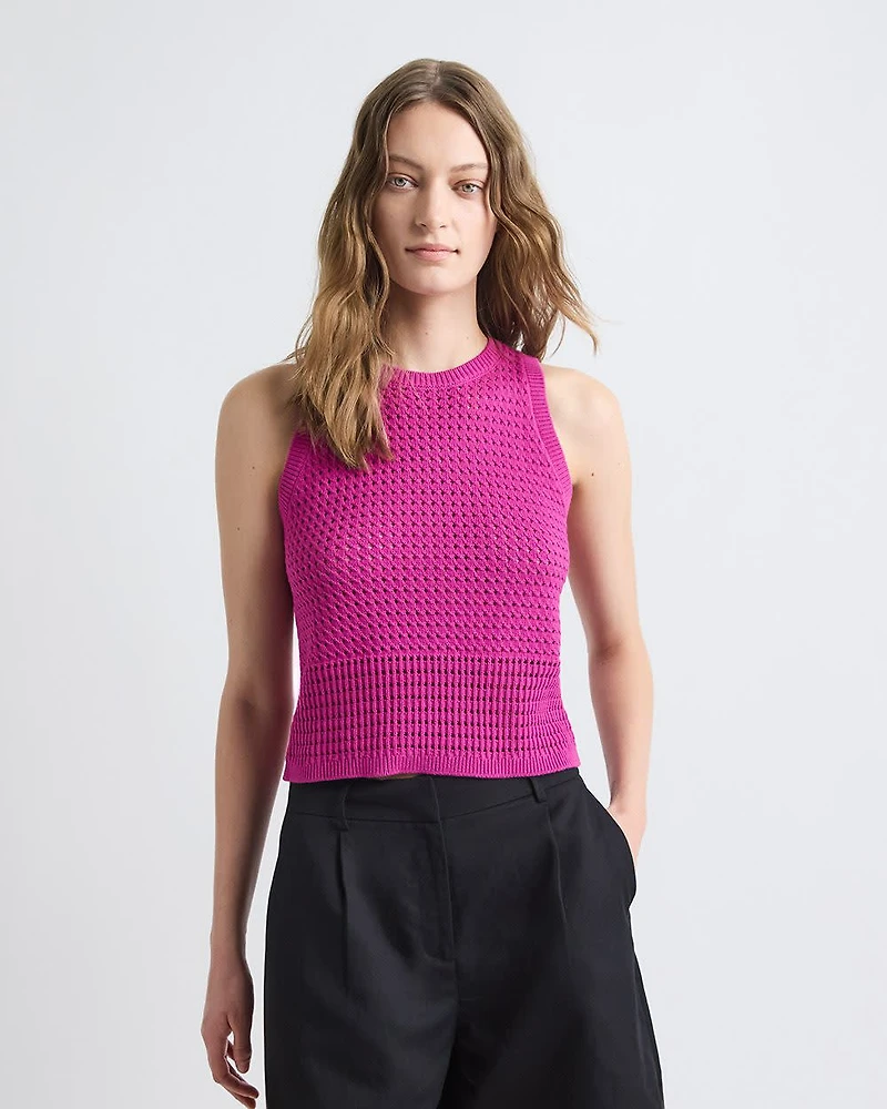 Sleeveless Short Crochet Sweater