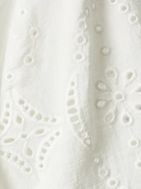 Split-Neck Flare Mini Dress with Embroideries