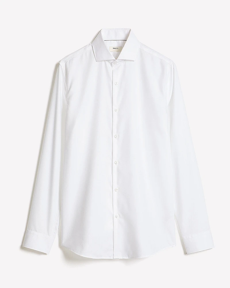 Slim-Fit White Twill Dress Shirt