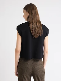 Pull Sans Manches à Col Montant avec Boutons l'Épaule