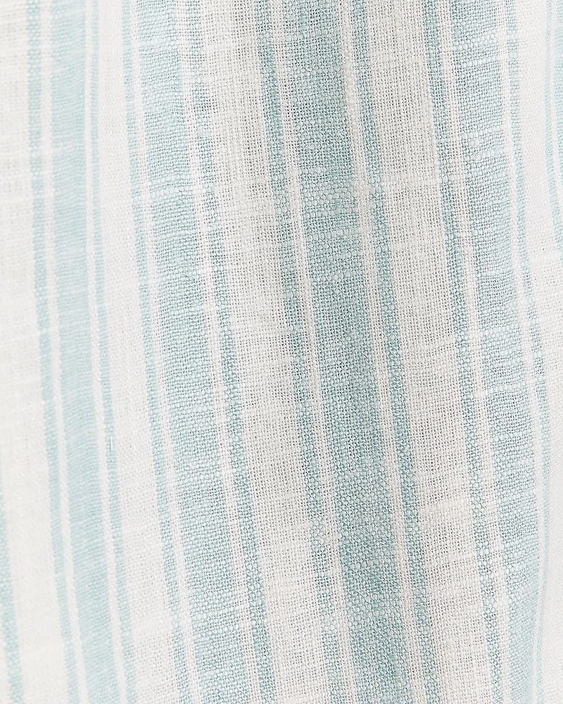 Short-Sleeve Linen-Blend Blouse with Removable Belt