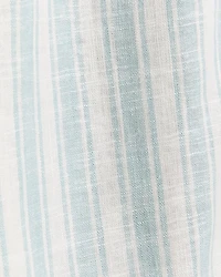 Short-Sleeve Linen-Blend Blouse with Removable Belt