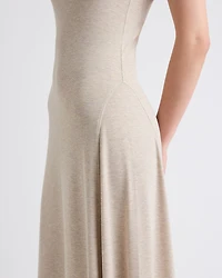 Sleeveless Square-Neck Ribbed Midi Dress