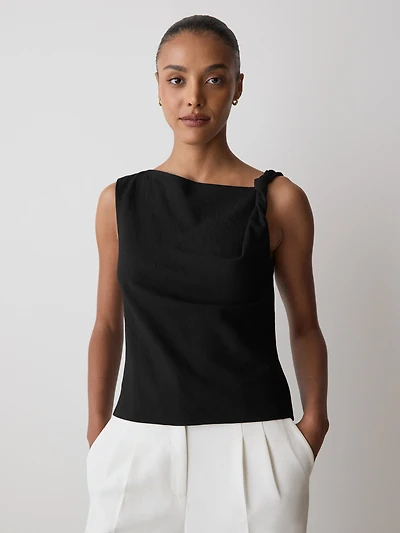 Blouse Sans Manches à Col Bateau et Bretelle Torsadée