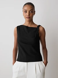 Blouse Sans Manches à Col Bateau et Bretelle Torsadée