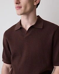 Cotton Short-Sleeve Polo with Johnny Collar