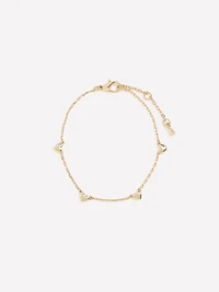 Bracelet en Chaîne Délicate avec Coeurs