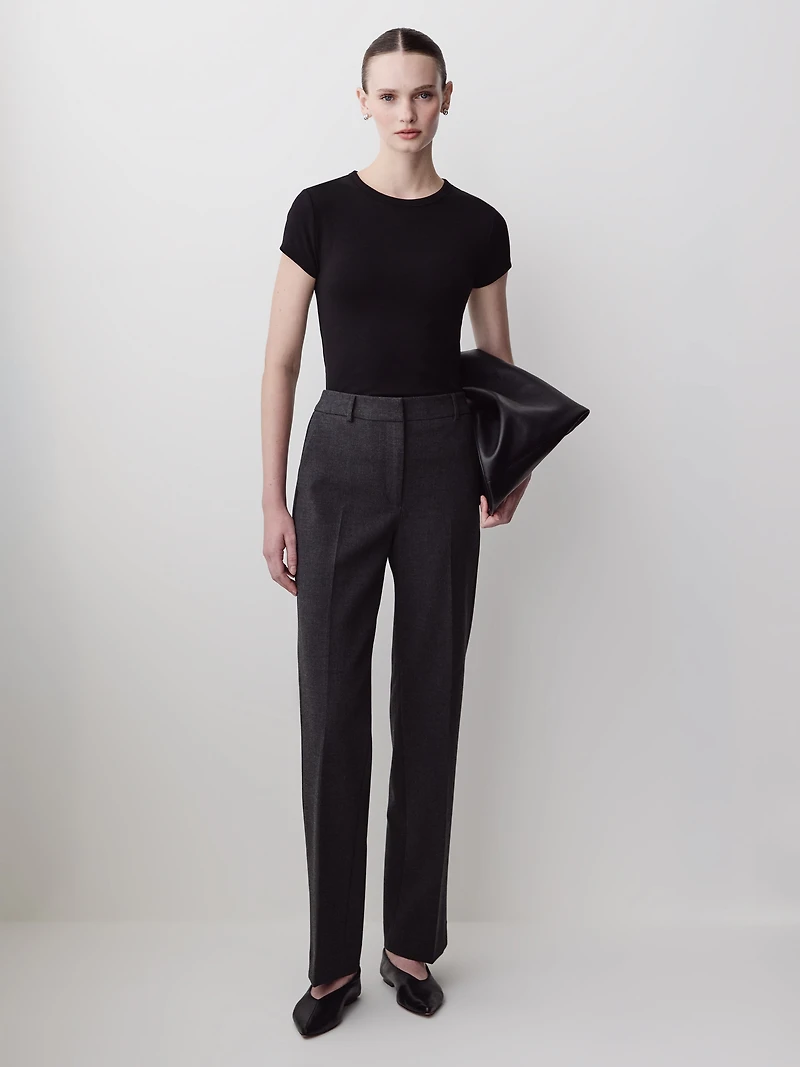 Short-Sleeve Crew-Neck Ribbed Basic Tee