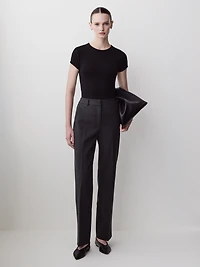 Short-Sleeve Crew-Neck Ribbed Basic Tee