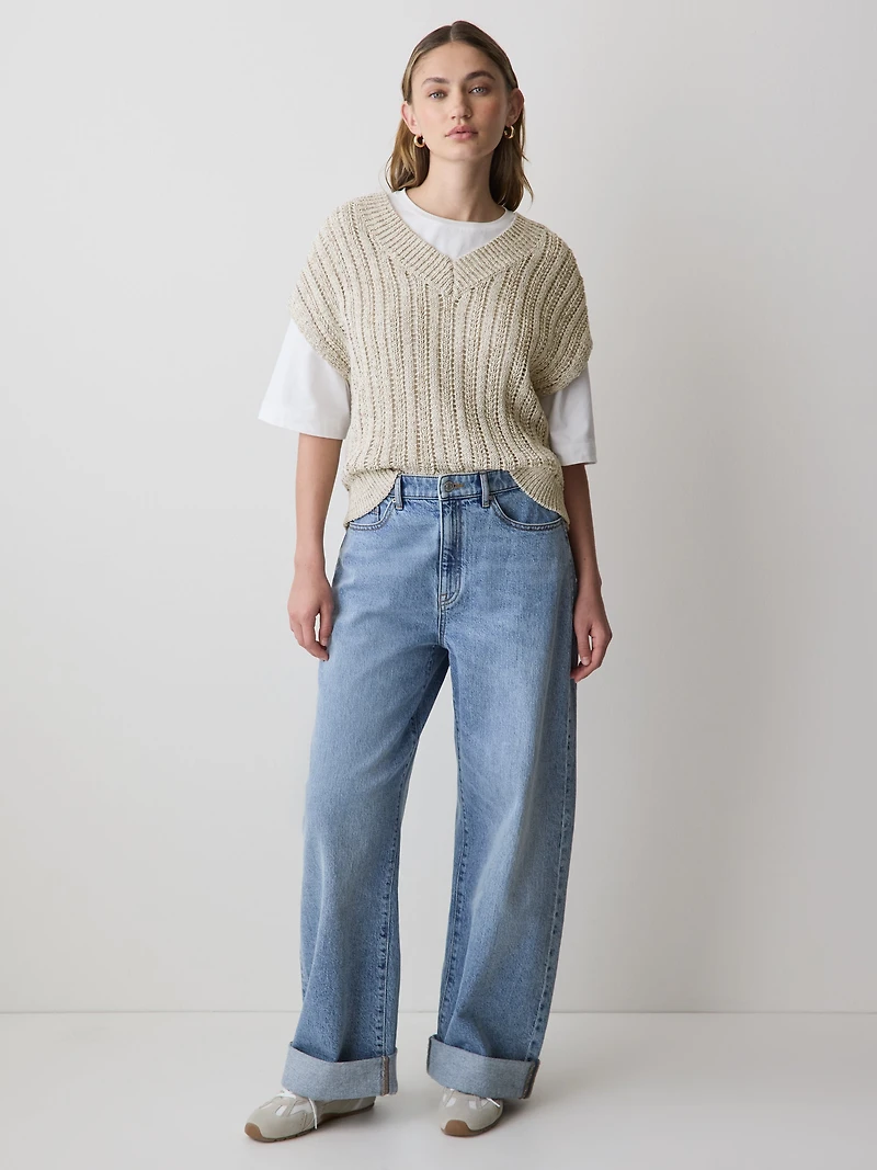 Veste en Tricot Sans Manches à Col V