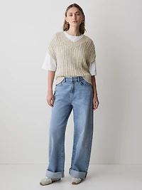 Veste en Tricot Sans Manches à Col V