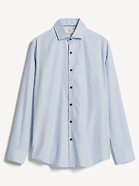 Navy Tailored-Fit Dress Shirt with Geo Pattern