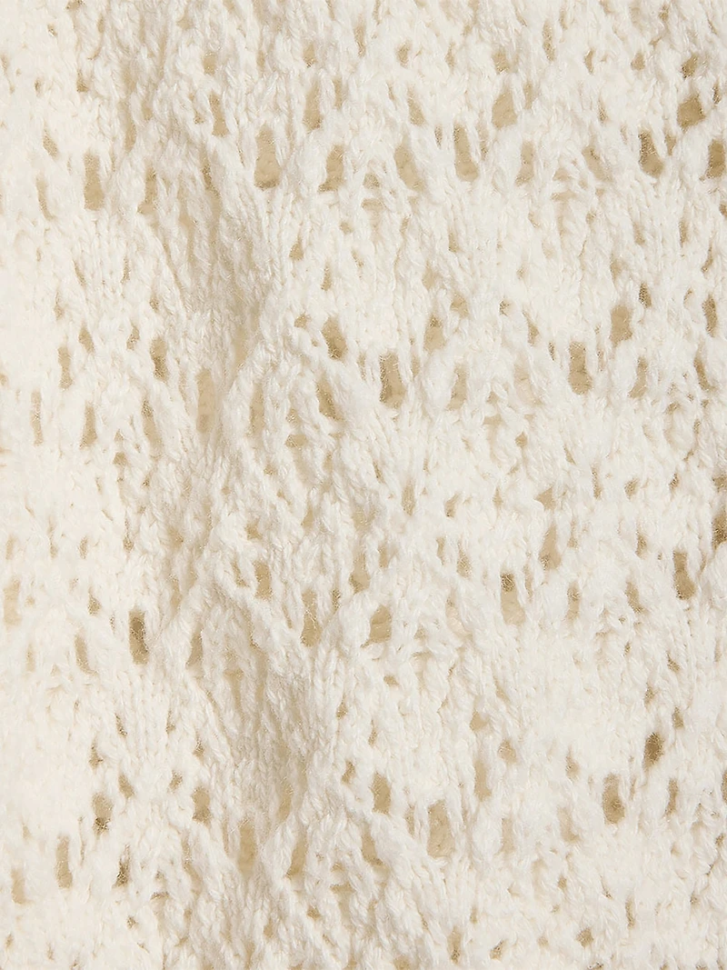 Long-Sleeve Short Cardigan with Fancy Stitches