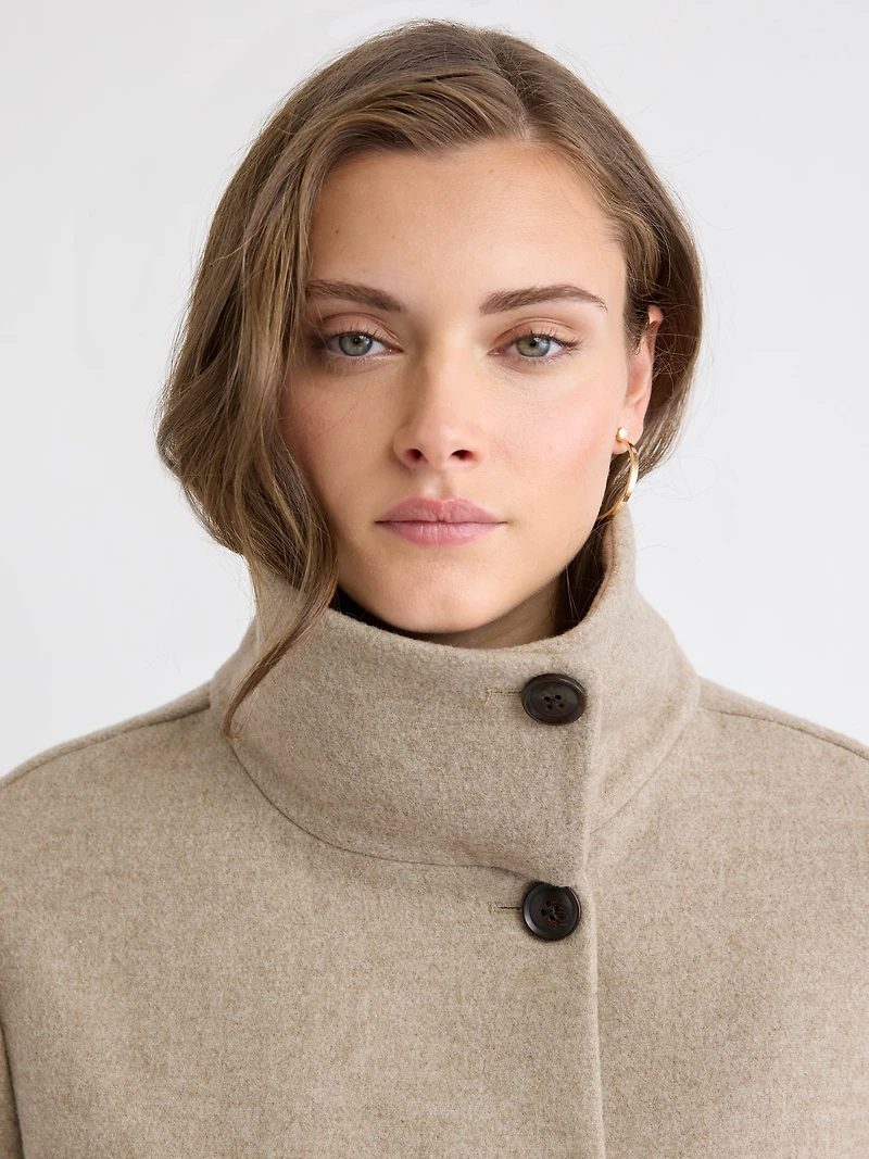 Wool-Blend Funnel-Neck Jacket