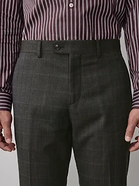 Slim-Fit Checkered Grey Wool Suit Pant