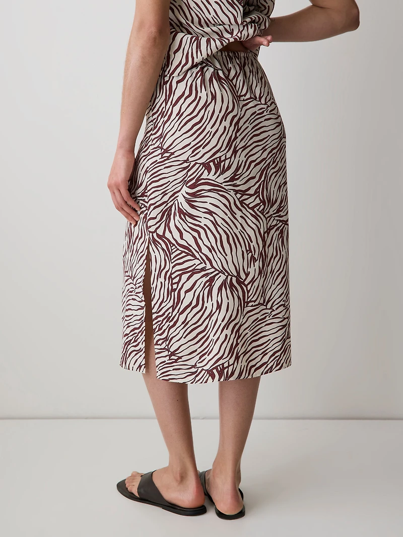 Jupe Midi à Coupe Droite Taille Haute