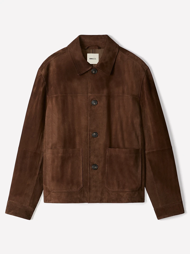 Suede Jacket with Shirt Collar