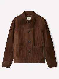 Suede Jacket with Shirt Collar