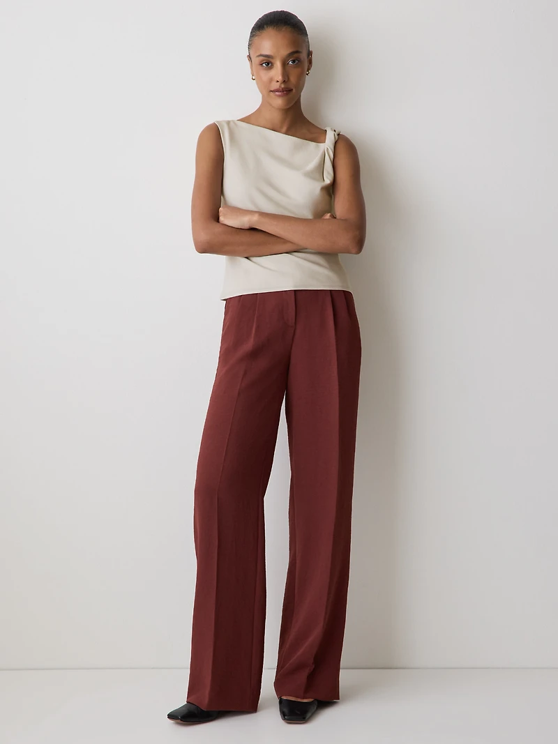 Sleeveless Boat-Neck Blouse with Twisted Strap