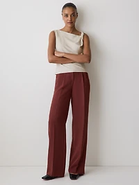Sleeveless Boat-Neck Blouse with Twisted Strap