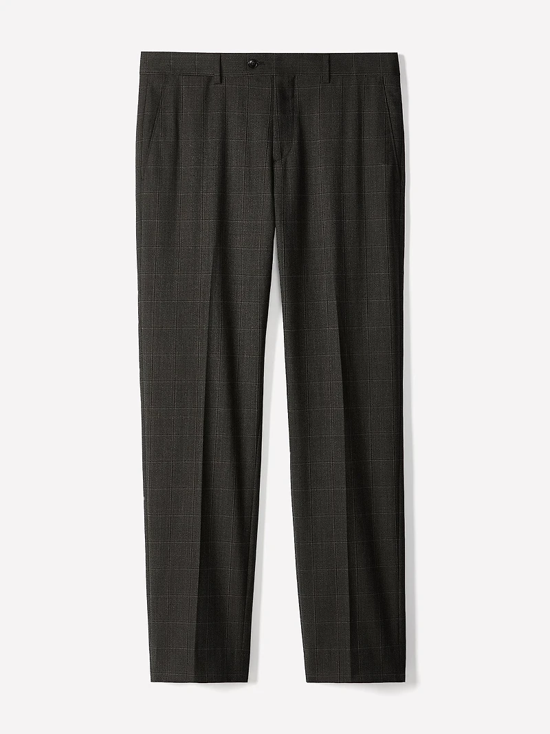 Slim-Fit Checkered Grey Wool Suit Pant