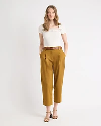 Twill High-Rise Barrel Ankle Pant