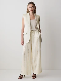 Pantalon à Jambe Large et Taille Mi-Haute Enfiler