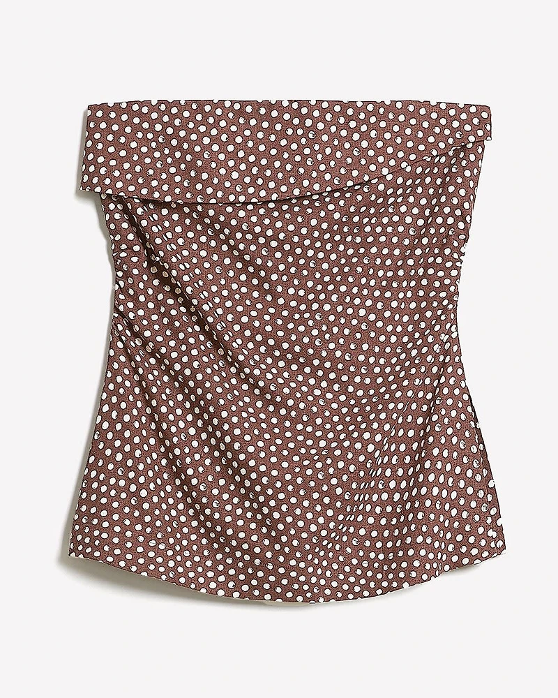 Linen-Blend Straight-Neck Tube Top