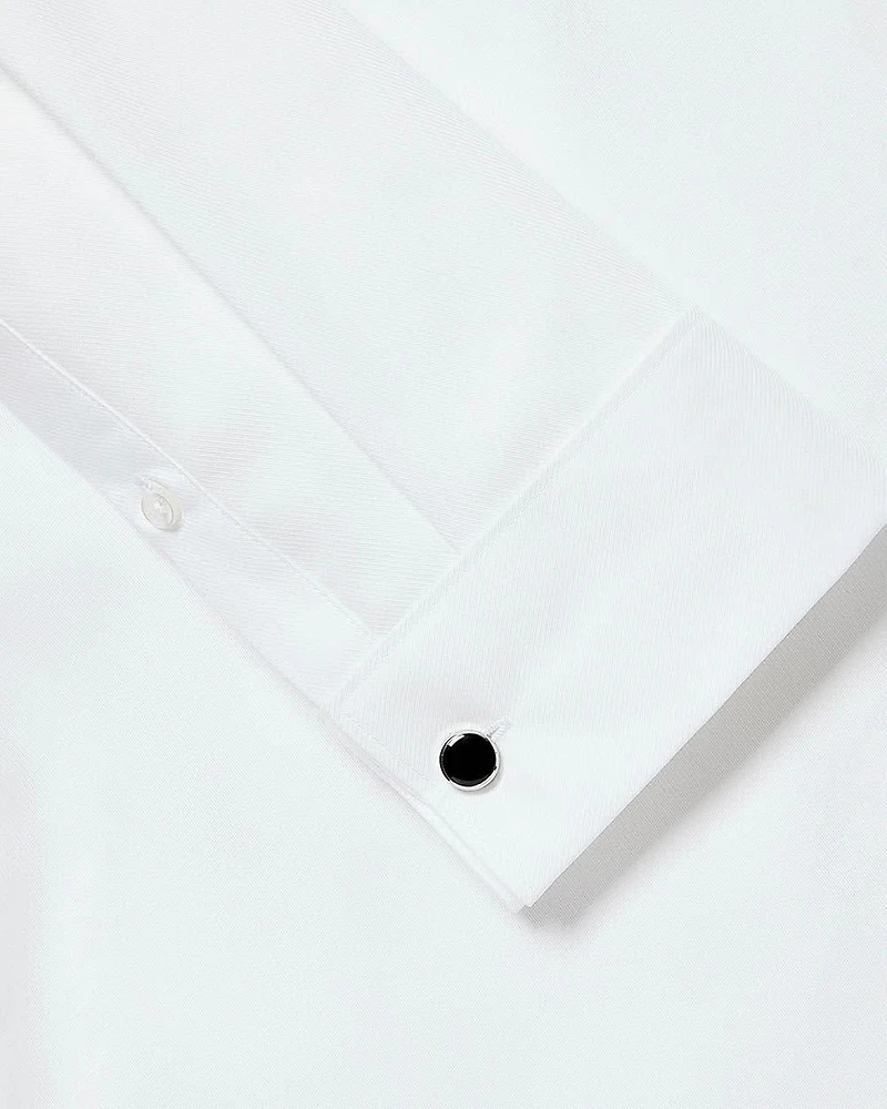 White Tailored-Fit Tuxedo Shirt with French Cuffs