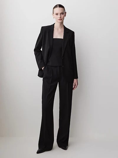 Pantalon à Taille Haute et Jambe Large