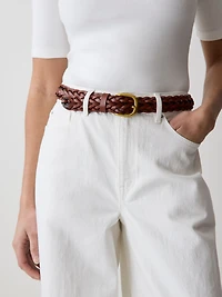 Ceinture Tressée en Cuir avec Boucle Métal