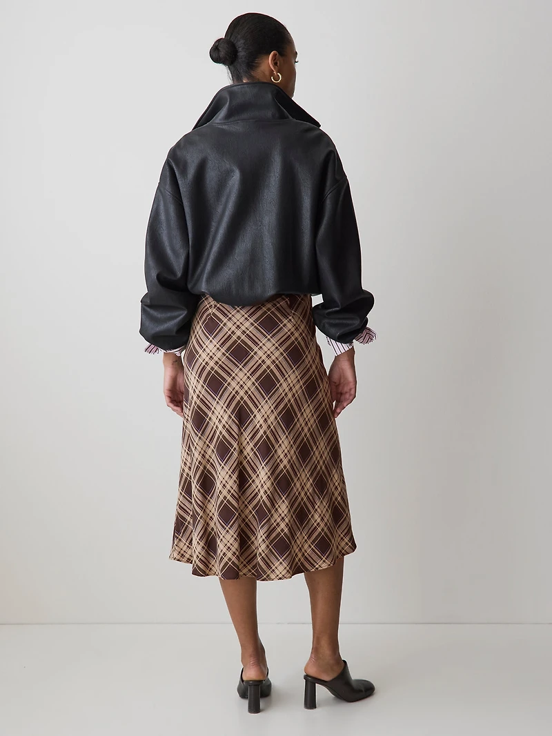 Jupe Midi à Coupe Taille Haute Cintrée avec Détail Noué