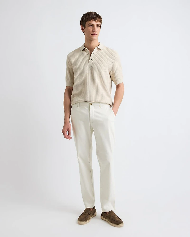 Short-Sleeve Textured Polo Sweater