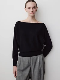 Long-Sleeve Off-the-Shoulder Merino-Wool Sweater