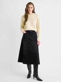 Pull à Manches Longues et Col Rond en Tricot Pelucheux