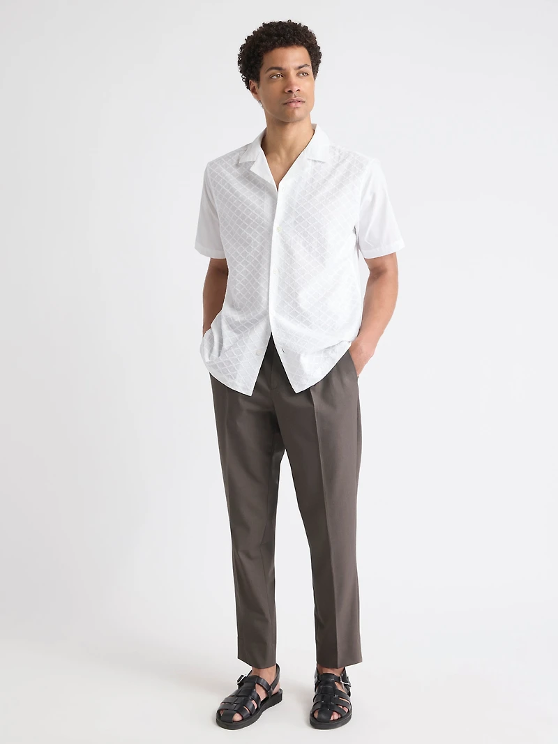 Short-Sleeve Camp-Collar Shirt with Embroidered Details