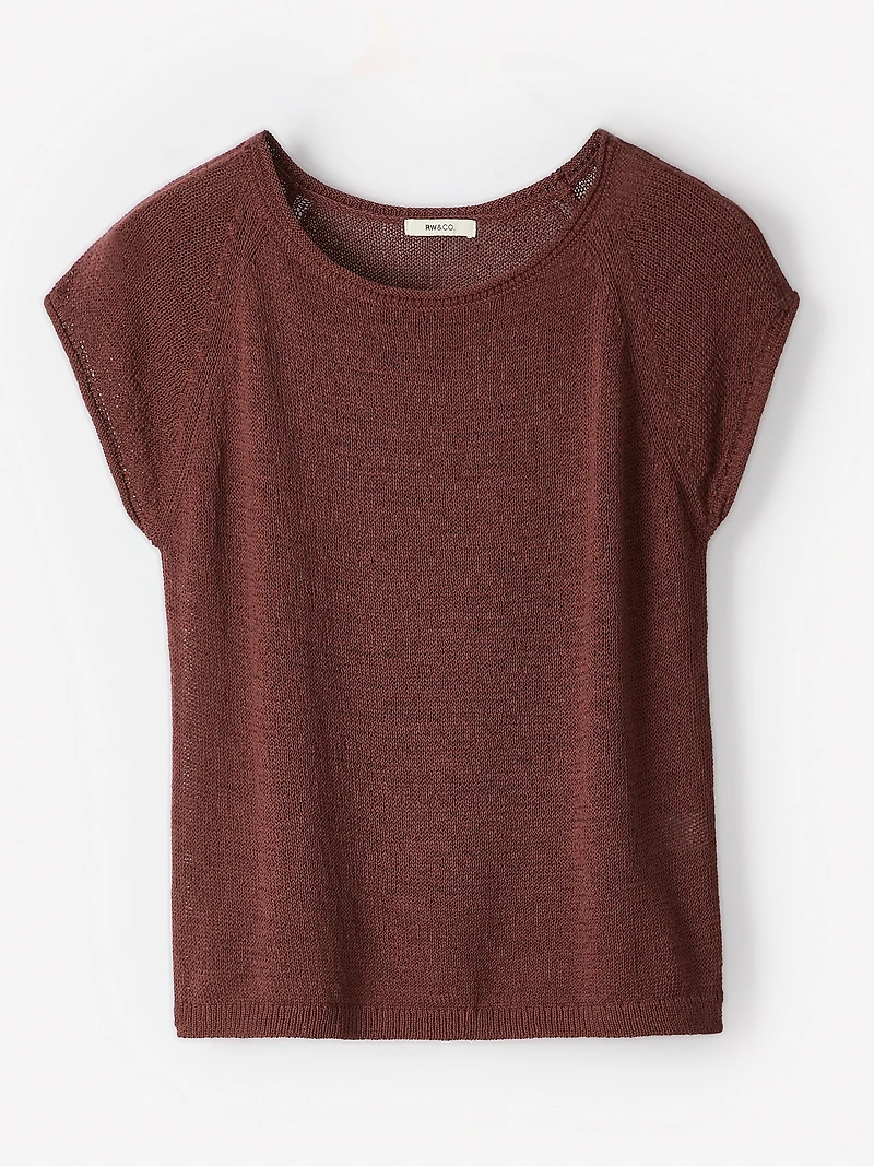 Pull en Tricot Ruban à Manches Très Courtes