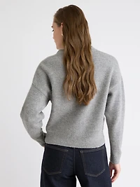 Pull à Manches Longues et Col Rond avec Fleurs