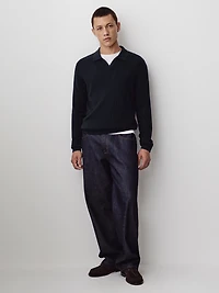 Long-Sleeve Sweater with Johnny Collar