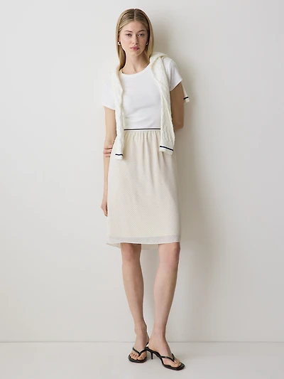 High-Rise Straight Chiffon Skirt