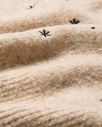 Long-Sleeve Crew-Neck Sweater with Embroidered Pattern