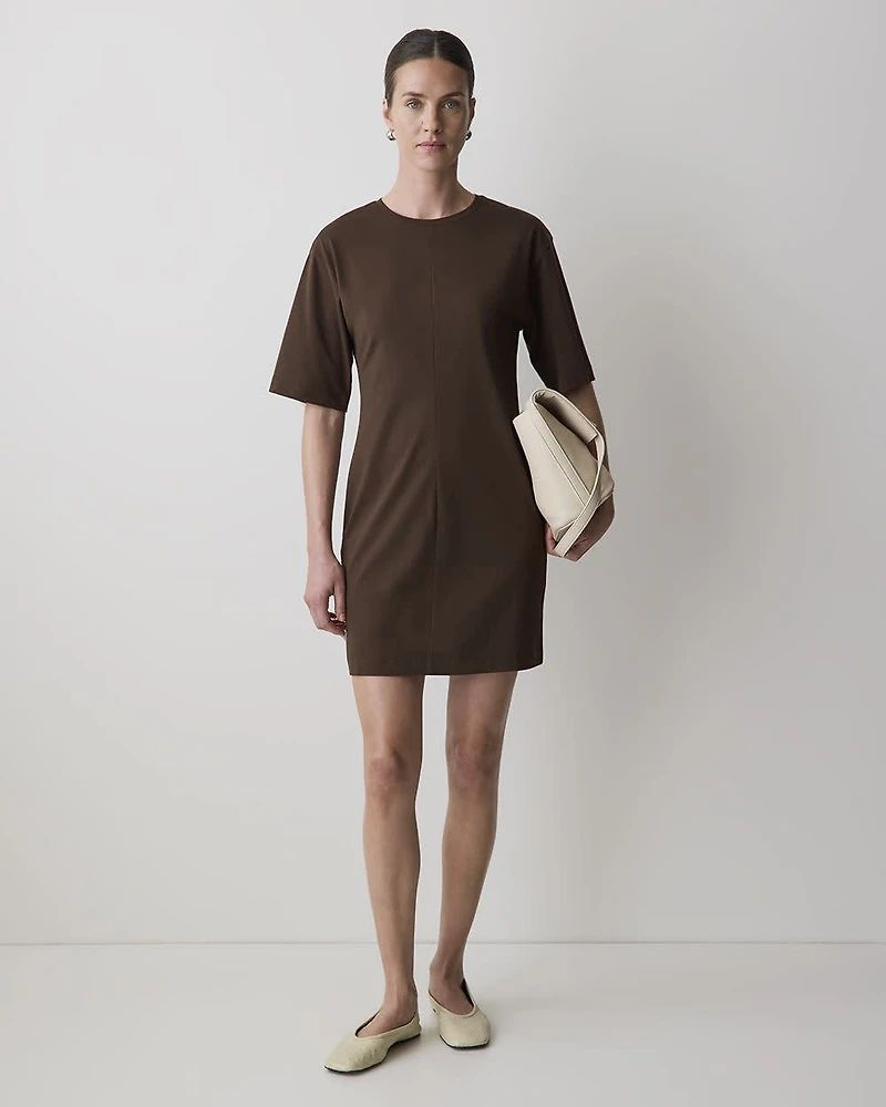Short-Sleeve Crew-Neck Mini Dress