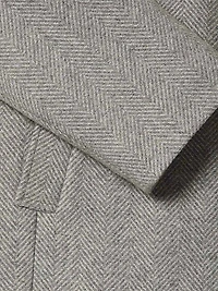 Manteau Classique en Laine à Chevrons Col Montant avec Plastron