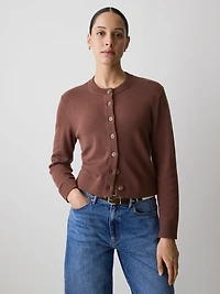 Cardigan en Laine à Manches Longues et Col Rond