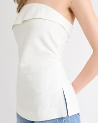 Linen-Blend Straight-Neck Tube Top