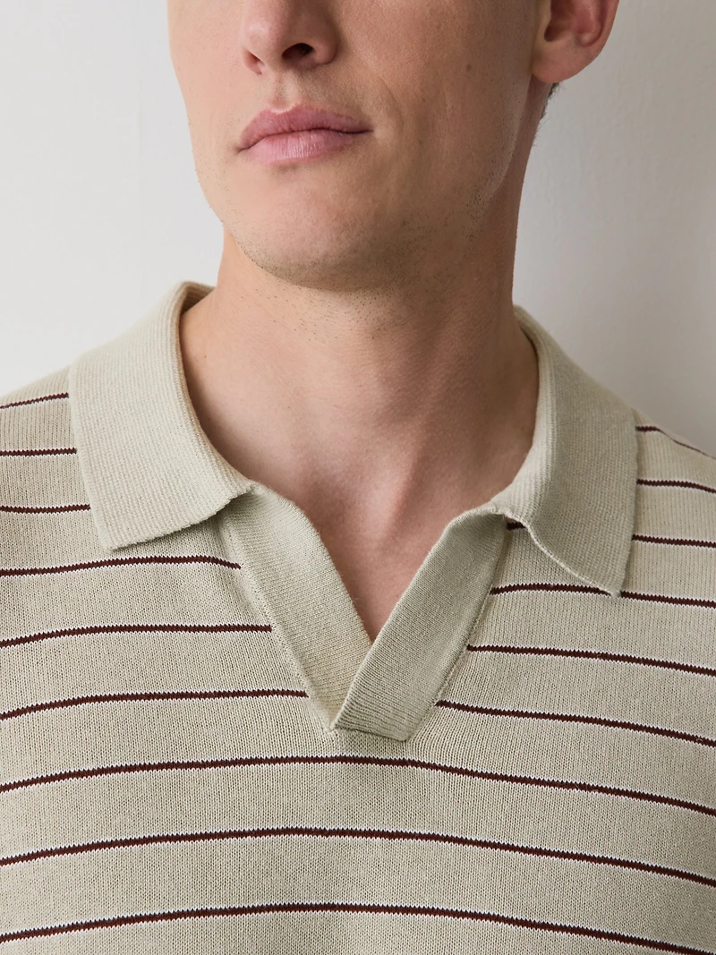 Polo en Mélange de Lin à Manches Courtes